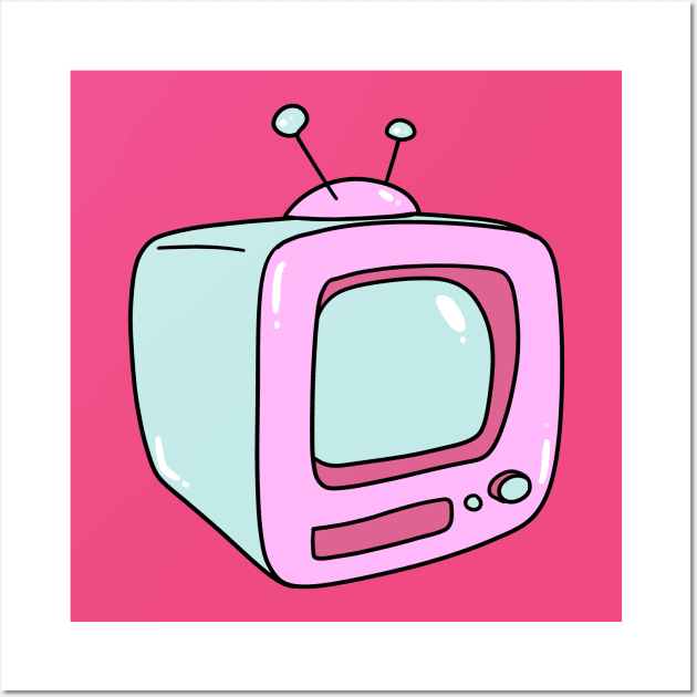 Pink Vintage TV Wall Art by saradaboru